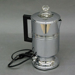 Electric metal coffee maker with glass cover