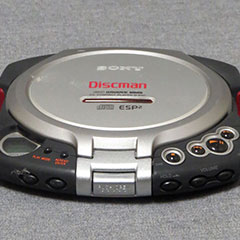 Sony compact disc player made of metal, plastic and rubber.