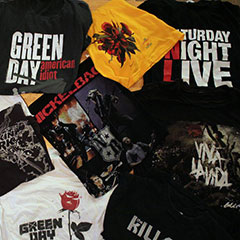 T-Shirts of popular bands (Green Day, The Killers, One Direction, Jonas Brothers, Linkin Park, Nickelback, Coldplay, Saturday Night Live and Yann Perreau)
